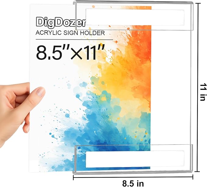 20 Pcs Acrylic Sign Holder 8.5 x 11, Vertical Wall Mount Sign Holders - Image 2