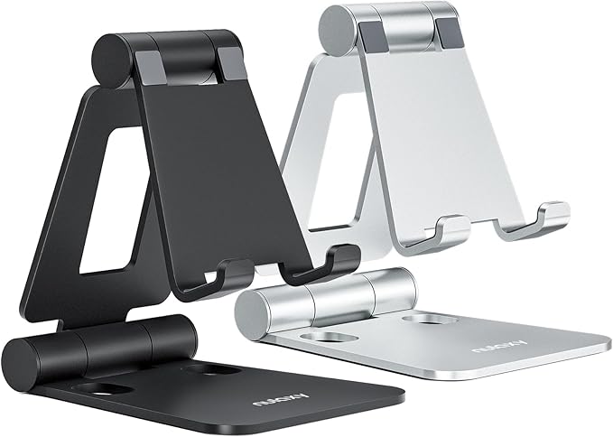 Nulaxy 2 Pack Fully Aluminum Dual Folding Cell Phone Stand, Adjustable Foldable by Nulaxy