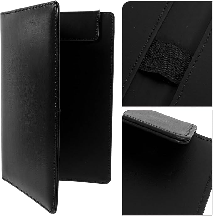 STOBOK Leather Clipboard Folder 9.05X5.90In Portable Bills Clip Board by STOBOK