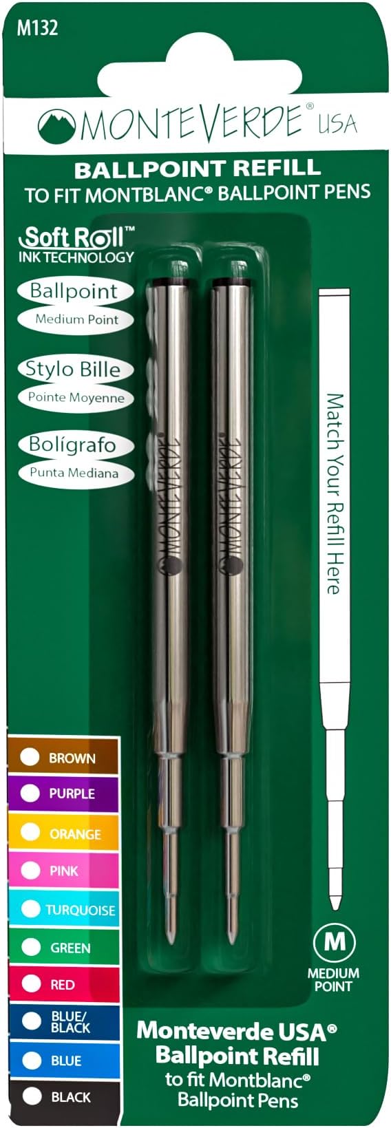 Monteverde USA Capless Ceramic Gel Refills to Fit Montblanc Ballpoint Pens by Monteverde