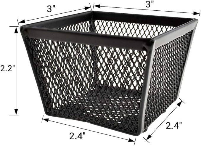 HAHIYO Stackable Paper Clip Mesh Holder Cup 2.2" Height 4 Pack Sturdy Paperclip Holder Container for Desk Drawer Organizer Collection for Home Office School Black Silver Soft Foam Feet No Sharp Edges-DeskLoop Office