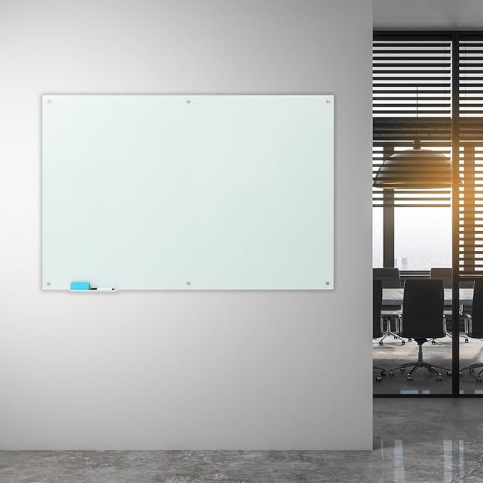 Glass Magnetic White Board – 72 x 48 Inches Dry Erase Frameless Whiteboard for Wall, Large Writing Board Wall Mounted Glass Board for Display, School and Business Office-DeskLoop Office