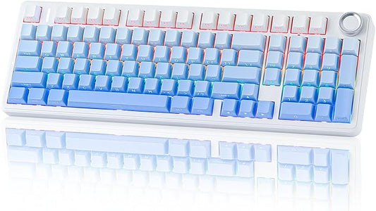 EPOMAKER X Aula F99 PRO Wireless Gaming Keyboard with 8000mAh Battery, Hot Swappable Creamy Keyboard, 2.4GHz/Type-C/BT5.0, NKRO, RGB Backlit for Win/Mac/Gaming (Blue Gradient)-DeskLoop Office