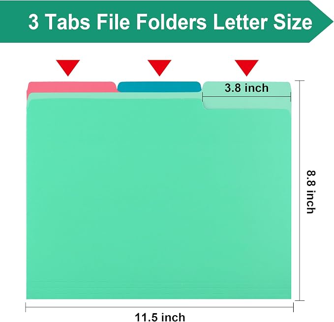 pmybupo Light Green File Folders, 18 Pack Colored File Folder, 1/3 Cut Tab - Image 2