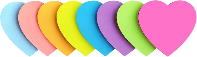 SIMONA Heart Shape Sticky Notes 8 Color Bright Colorful Sticky Pad 75 - Image 8