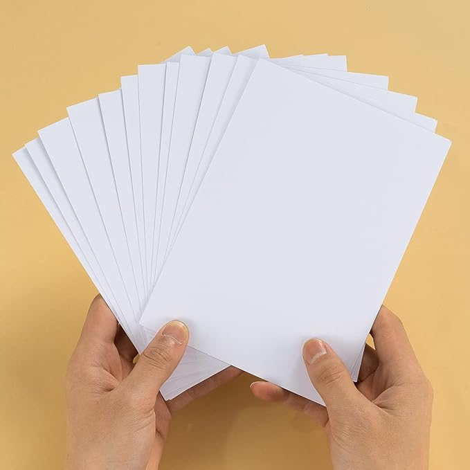 100 Pack Thick Paper Cardstock Blank Heavy Cards Stock for Invitations, Greeting Cards Making, Postcards, Photos, 250GSM Thick Paper (White, 4x6 inches)