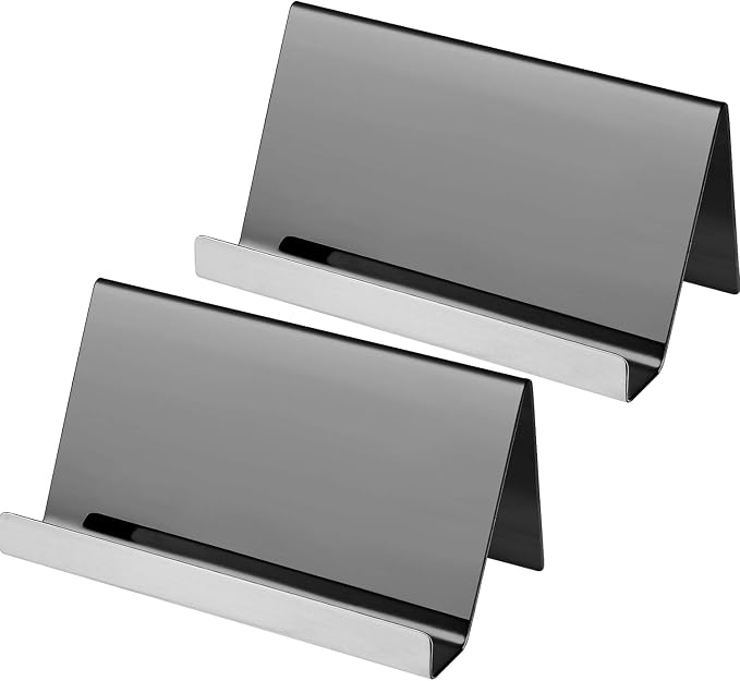 Maxdot 2 Pack Stainless Steel Business Cards Holders Desktop Credit Name Card by Maxdot