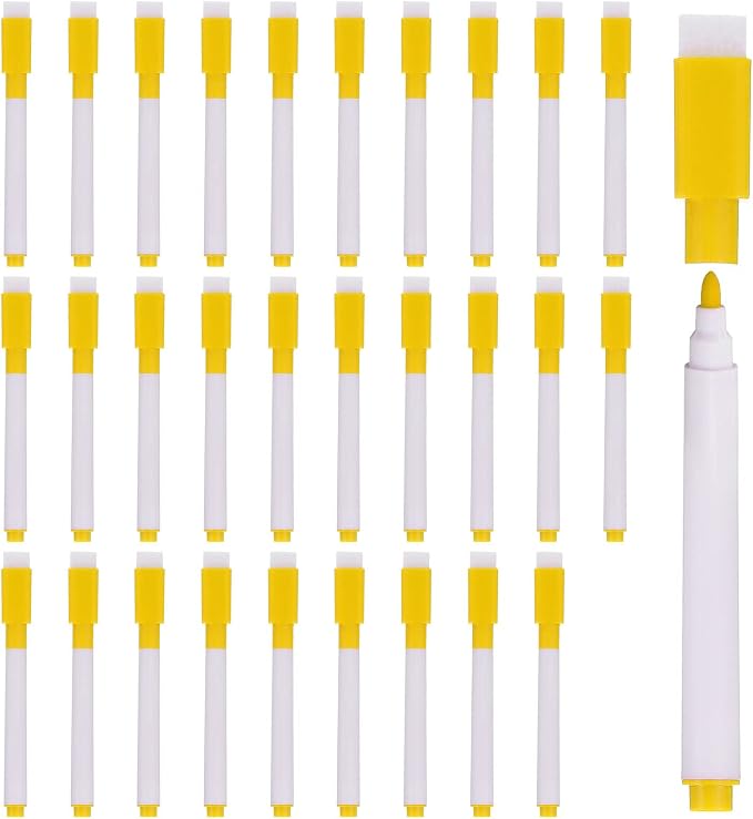 PATIKIL Dry Erase Marker Pens, 30 Pack Yellow Ink Fine Point Low Odor Whiteboard by PATIKIL