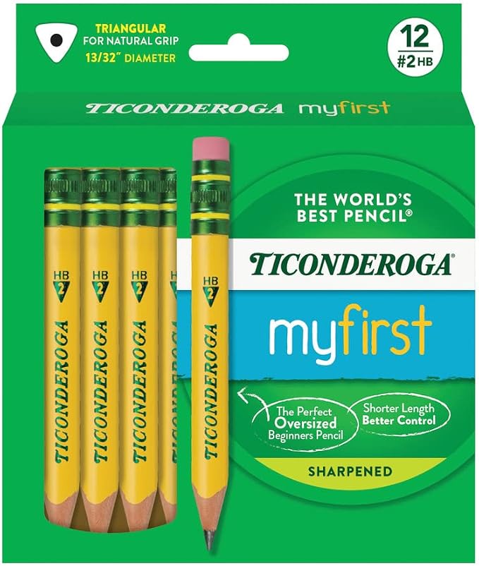 Ticonderoga My First Half-Size Wooden Pencils, Large Triangle-Barrel by Ticonderoga
