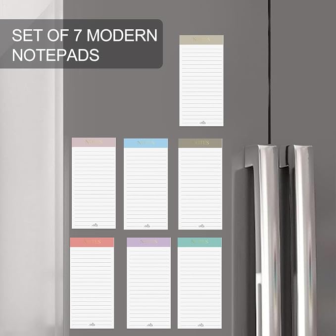Utron 7 Pack Magnetic Notepads for Refrigerator, Morandi Color Magnetic Grocery - Image 7