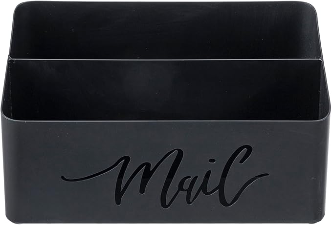 MyGift 2 Slot Modern Matte Black Metal Desktop Mail Sorter - Image 7