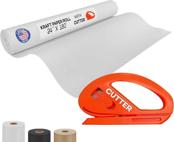 White Kraft Paper Roll 24" x 2160" by IDLPackaging
