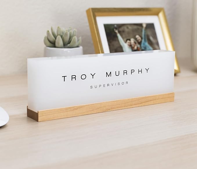 Personalized Acrylic Name Block w/Wooden Base - Image 7