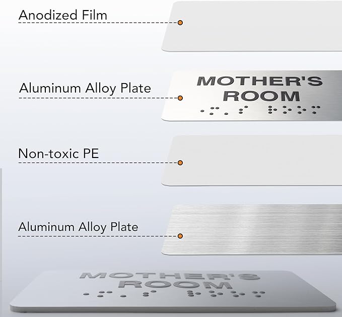 Wellness Room Signs with Raised Text & Grade 2 Braille, Brushed Aluminum/Silver - Image 3