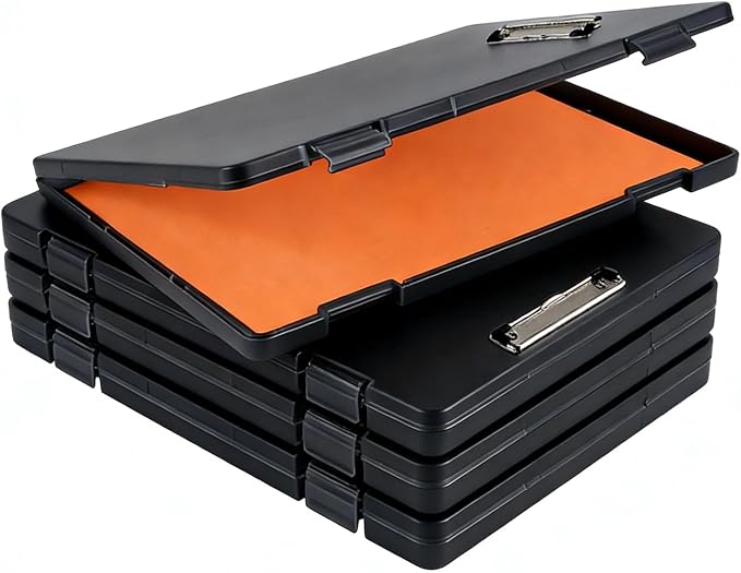 Letter Size Clipboard with Storage 8.5 * 11, Plastic Black Clipboard File Box by ZHIQUANQIHAN