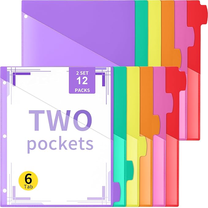 Epakh 12 Pcs Binder Dividers for 3 Rings Binders Index Dividers by Epakh
