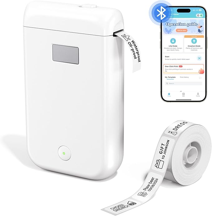 Label Maker, Label Maker Machine with Tape, Portable Bluetooth Label Printer with Little Space, Mini D10 Label Machine with Multiple Personalized Templates for Family School-DeskLoop Office