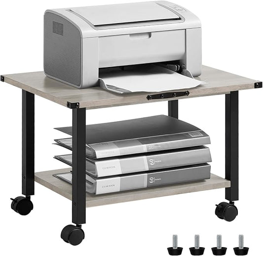 Lerliuo Under Desk Printer Stand, 2-Tier Industrial Mobile Printer Table by Lerliuo