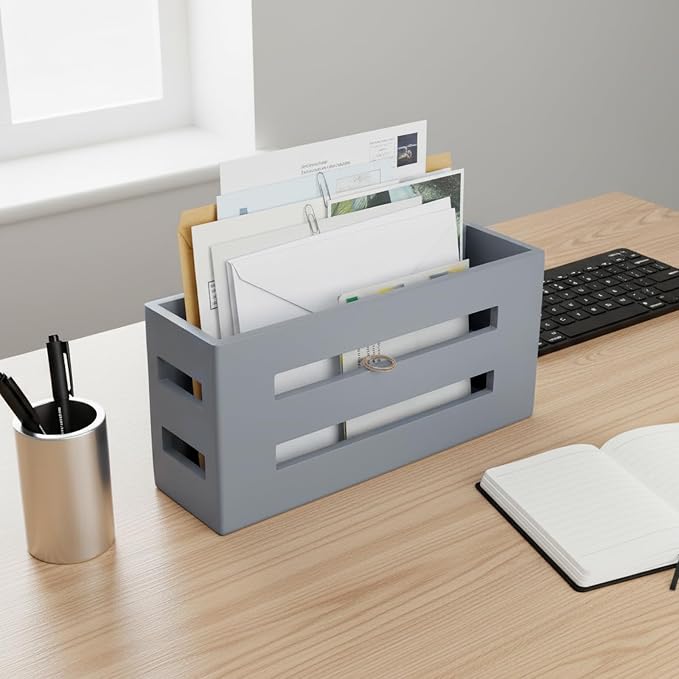 Magazine File Holder, Standing Wooden Magazine Rack, Desk Folder Organizer - Image 7