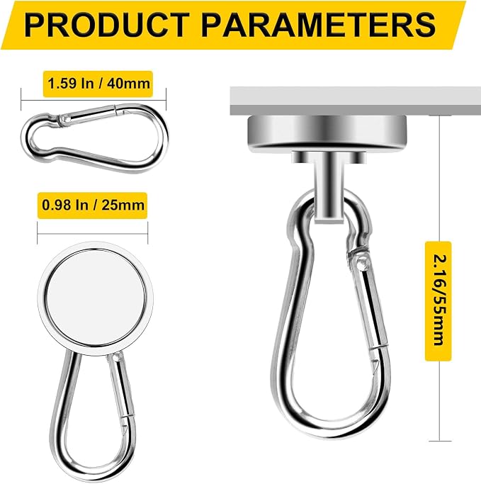DIYMAG Magnetic Hooks, 15 Pack 70LBS Heavy Duty Neodymium Magnet Hooks | Swivel - Image 2