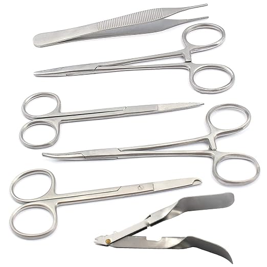 Staple Remover Kit Adson Forceps Iris Scissors Webster Needle Holder Mosquito by Unknown