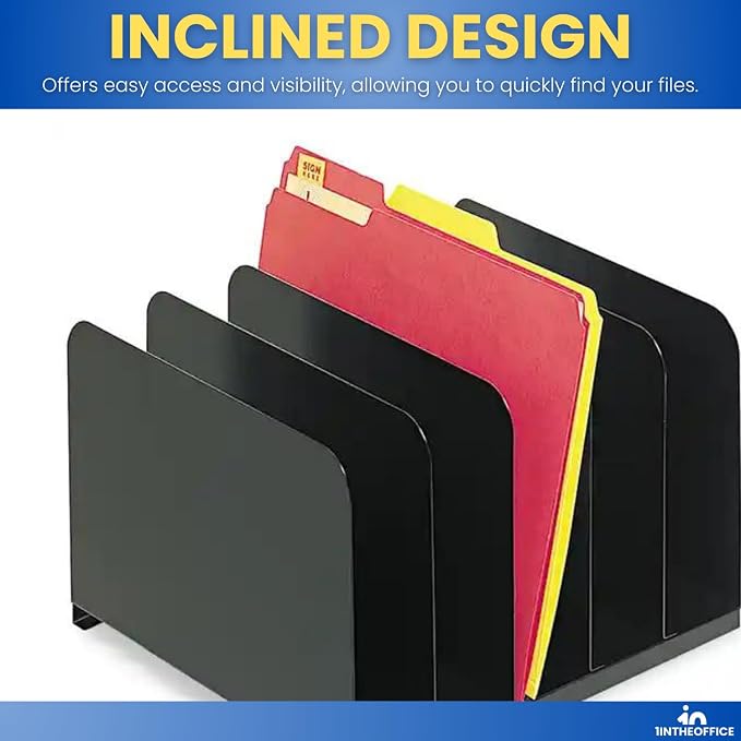 1InTheOffice Inclined Desktop File Organizer, Plastic Desk File Sorter - Image 5