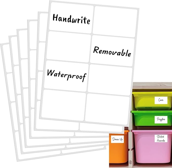 Removable Label Stickers for Organizing -200PCS 3 x 2 inch Waterproof White by Unknown