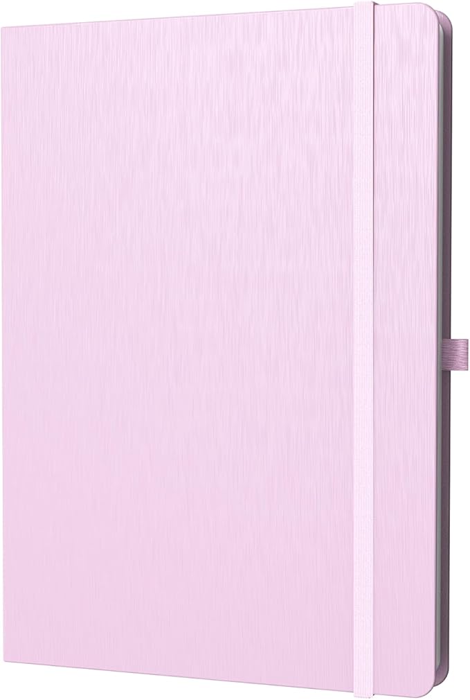 A4 Lined Journal Notebook, 8mm Ruled Notepad, Journaling for Writing, Work, School, Travel and Note Taking, Hardcover 160 Pages (80 Sheets) 8.27 x 11.6 inches (Pink)-DeskLoop Office