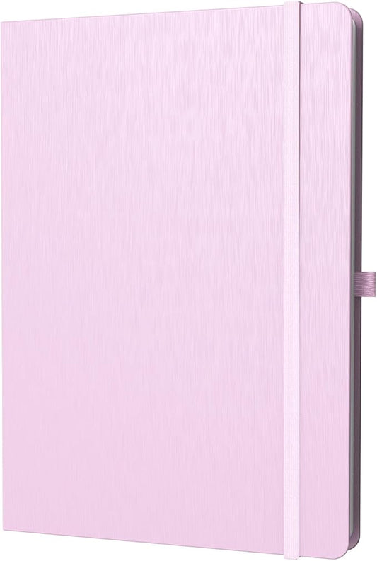 A4 Lined Journal Notebook, 8mm Ruled Notepad, Journaling for Writing, Work, School, Travel and Note Taking, Hardcover 160 Pages (80 Sheets) 8.27 x 11.6 inches (Pink)-DeskLoop Office