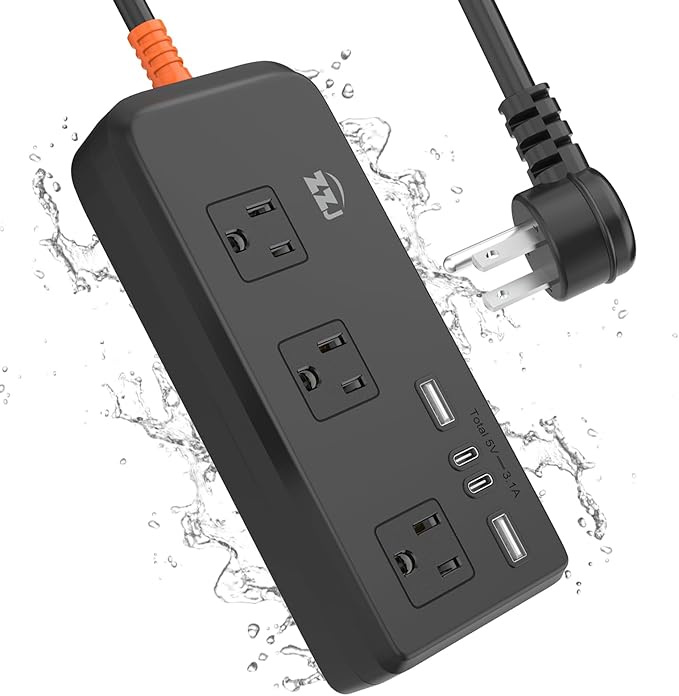 Surge Protector Power Strip,7-in-1 with 6 FT Flat PlugExtension Cord,Surge Protector,with 3 AC Outlets 2USB A,2USB C Outlets for for Home, Office, Dorm Essentials,UL FCC Listed Visit The ZZJ Store-DeskLoop Office