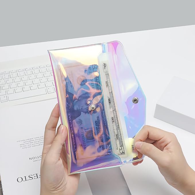 Mogoostry Rainbow Wallet with Cash Envelopes, PVC Money Holder - Image 5
