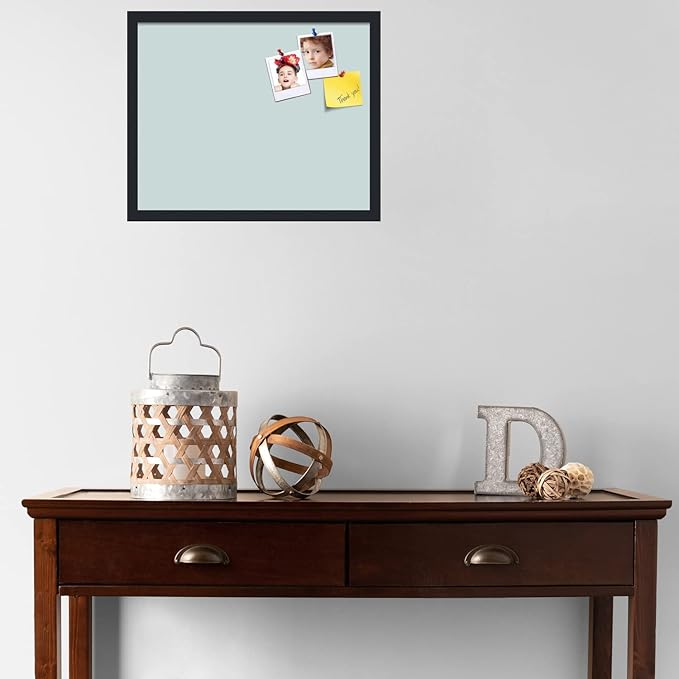 PinPix 21x17 Inch Cork Bulletin Board. This Decorative Framed Pin Board Comes with Soft Blue Design and a Satin Black Frame. Ideal for Home Office Decor or Message Board (PinPix-1814)-DeskLoop Office