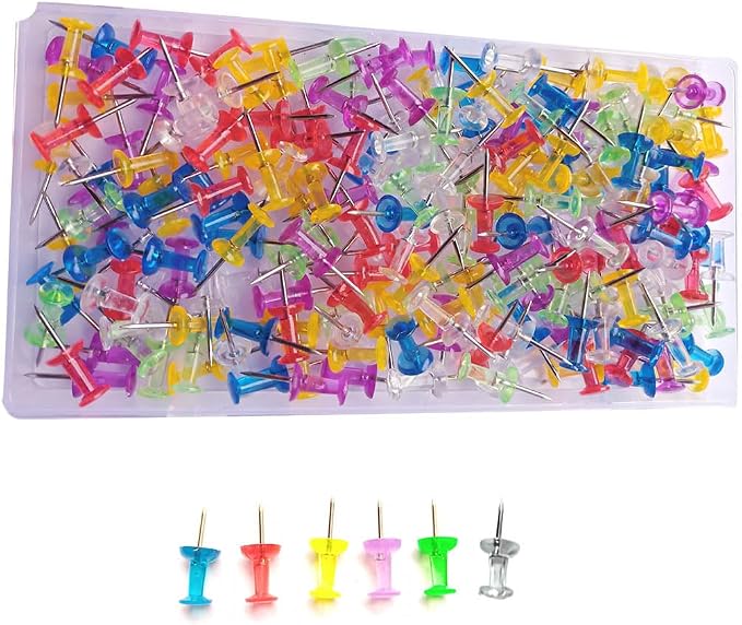 200pcs Push Pins, Bulletin Board Thumb Tacks by HeGangLy