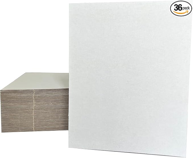 36 Packs 12x12 Inch Cardboard Sheets, Premium White Corrugated Cardboard by ANSSDO