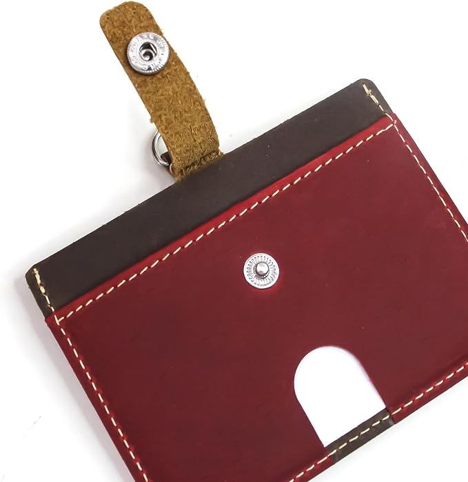 Badge Holder: Boshiho Cowhide Leather ID Badge Card Holder - Image 8