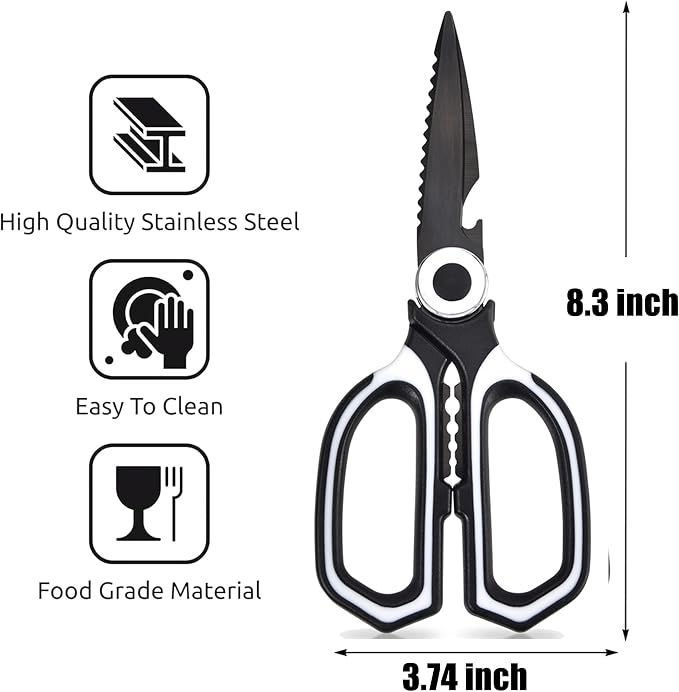 OMDAR 3-Pack Titanium Coated Kitchen Scissors – Rust-Resistant, Includes - Image 3