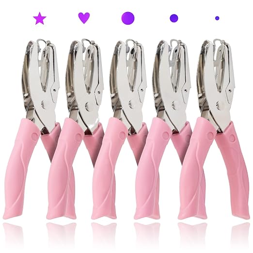 CheeMuii 5 Pieces Metal Handheld Paper Punch Single-Hole Tag Punch Set by CheeMuii