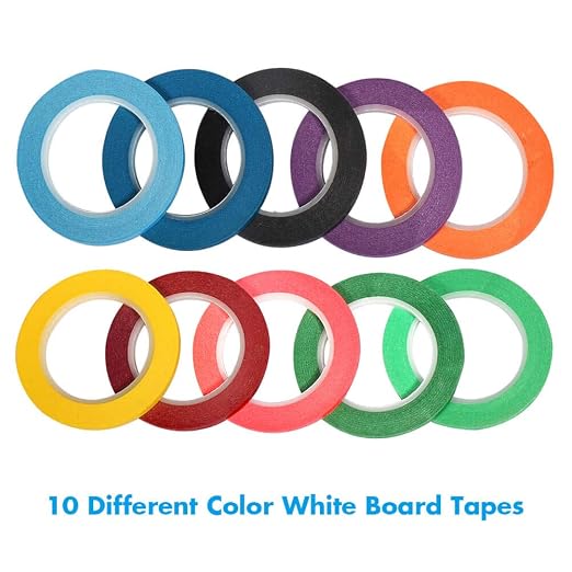 selizo 10 Rolls 1/8” Whiteboard Pinstripe Tape Dry Erase Board Tape Line Thin - Image 4