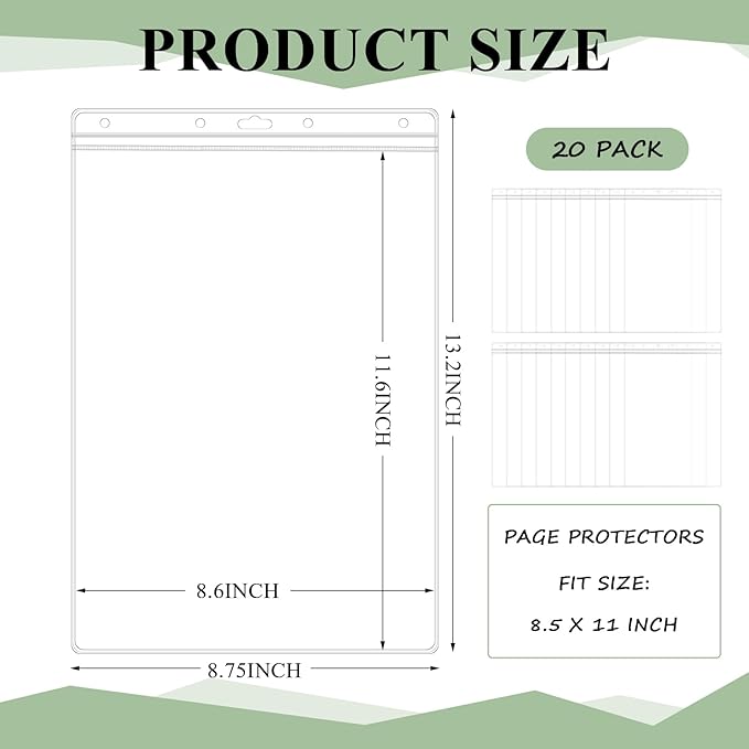 Sinload 20 Pcs Heavy Duty Sheet Protectors 8.5 x 11 Inch Job Ticket Holder - Image 2