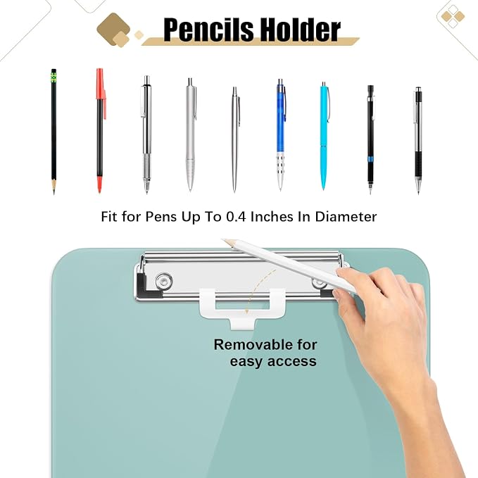 Hongri Plastic Clipboard with Pen Holder, Nurses and Women, Low Profile Clip - Image 2