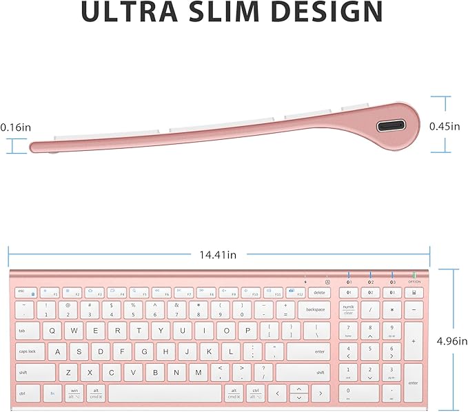 iClever BK10 Bluetooth Keyboard, Universal Bluetooth 5.1 Wireless Keyboard with Number Pad, Ergonomic Design, Multi-Device Compatibility, Stable Connection for Mac, iPad, iPhone, Android, Windows-DeskLoop Office