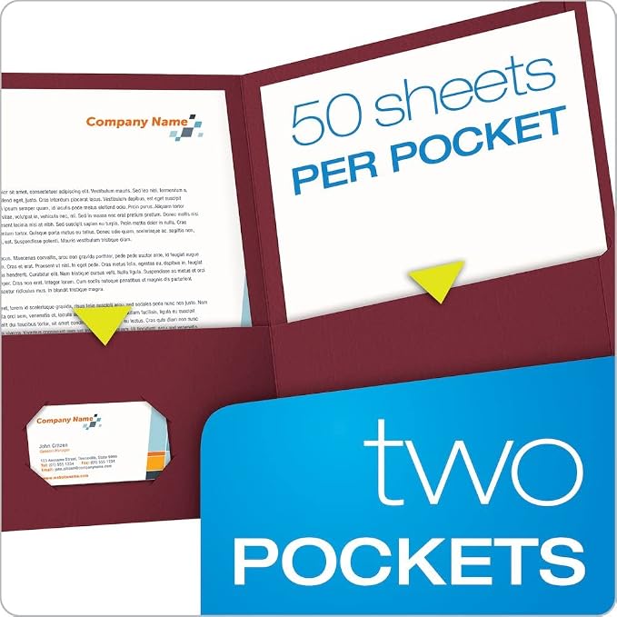 Oxford Two Pocket Folders, Textured Paper, - Image 3