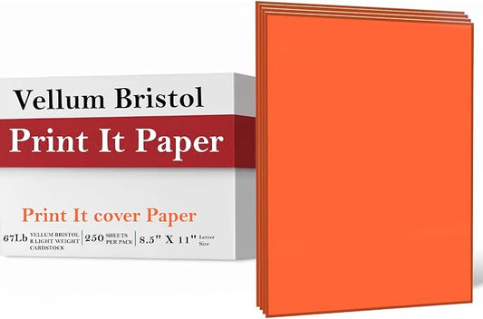 Print It - Vellum Bristol Colored Cardstock Cover Paper, 67 Lb, 8.5" X 11” by Unknown