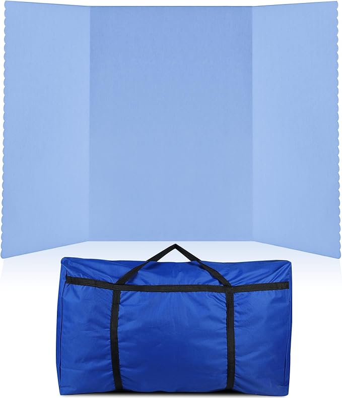 Paterr Trifold Poster Board with Storage Bag, Hook and Loop Fabric, Foldable 3 Panel Presentation Board for Science Fair and Exhibitions(Blue,72 x 36 Inch)-DeskLoop Office