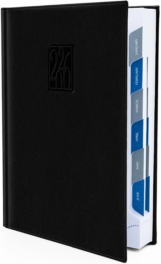 Leather Executive Daily Planner 2026 – A5-Compatible, One Page per Day Hourly by BUSINESS-DESIRE