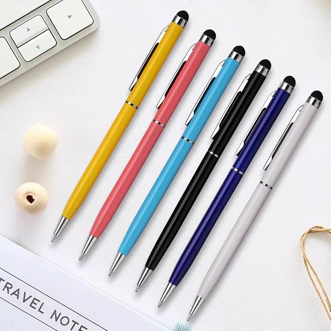 15 Pack Stylus Pens for Touch Screens Stylus Pen Compatible with Phone Tablets Kindle and Black Ink Ballpoint Pens-2 in 1 Stylists pens for Touch Screens-DeskLoop Office