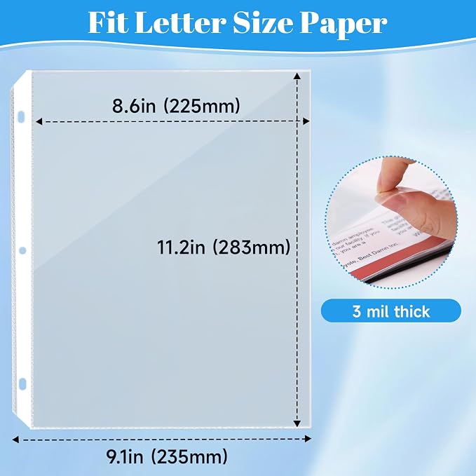 100 Pack Sheet Protectors for 3 Ring Binder - Image 6