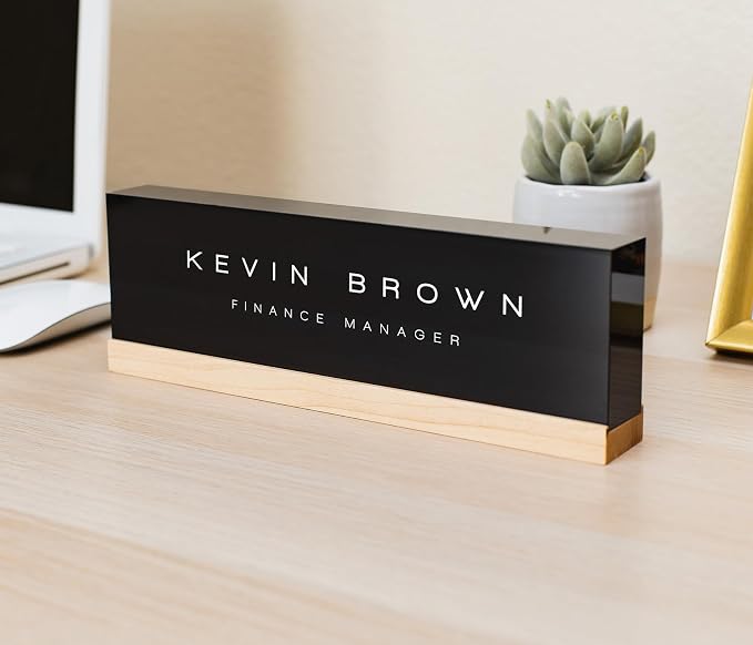 Personalized Acrylic Name Block w/Wooden Base - Image 8