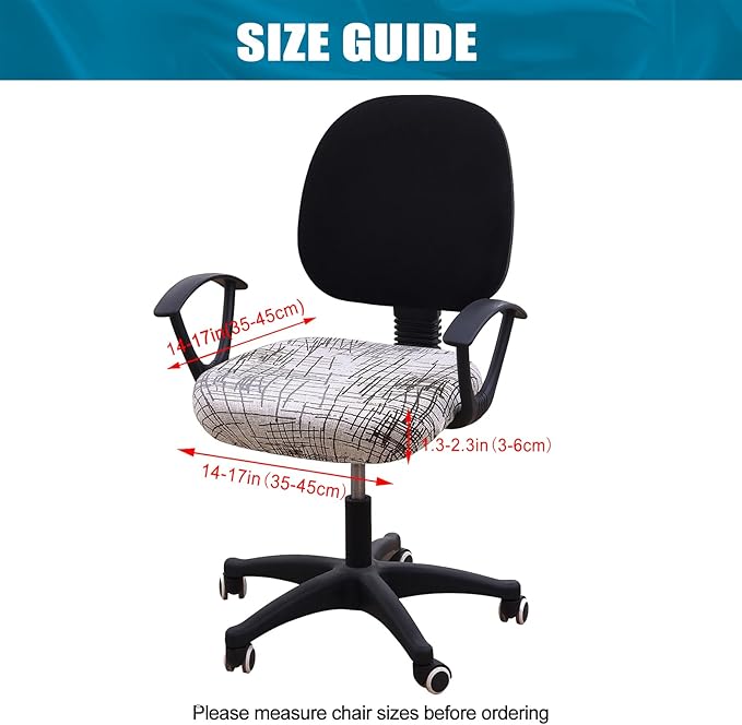Smiry Printed Office Computer Chair Seat Covers, Stretch Fit Universal Desk Rotating Chair Cover Washable Removable Seat Cushion Protectors - Brown and White-DeskLoop Office