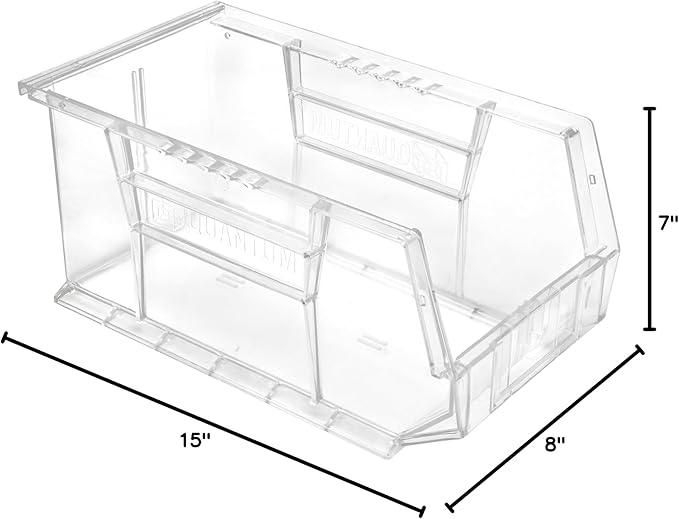 Hudson Exchange 15" x 8" x 7" Plastic Stackable Storage Bin and Hanging Container (Crystal Clear, 1 Pack)-DeskLoop Office